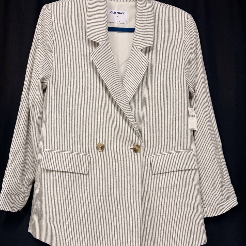 NWT Old Navy Women's Striped Blazer - Blue and  White
